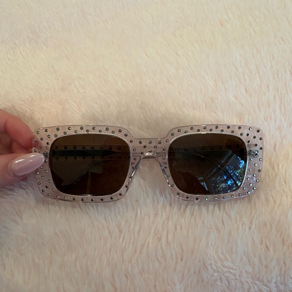 Auth CELINE rhinestone sunglasses